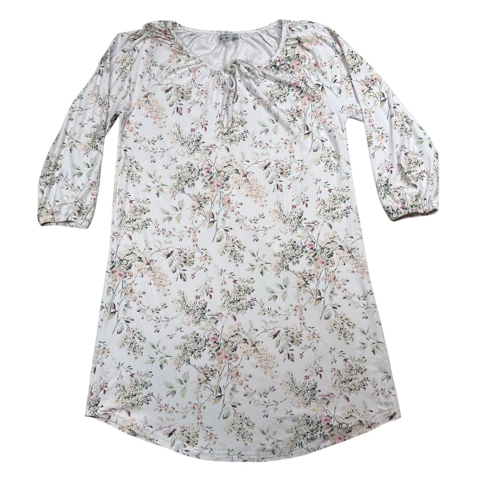 Shabby Chic Sleepwear Womens Small White Polyester Gown Floral
